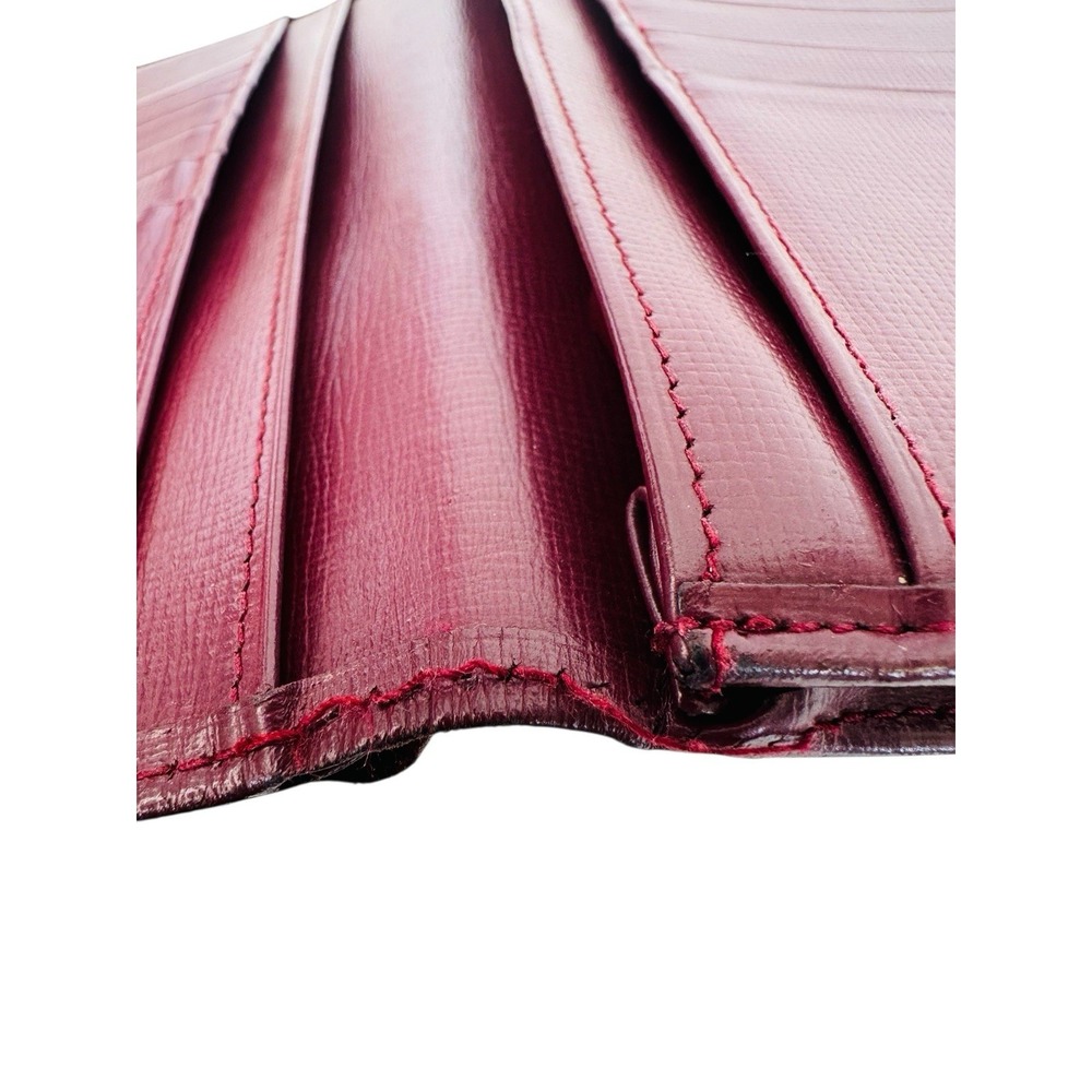 CARTIER Paris Burgundy Leather Billfold Breast Waller 12 Card Holder Pre-owned - Picture 7 of 12